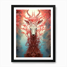 Deer Floral Art Print