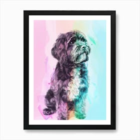 Portuguese Water Dog Dog Pastel Line Illustration 2 Art Print
