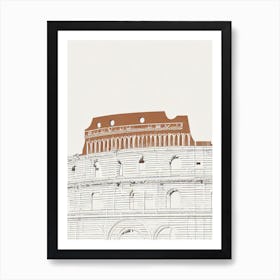 Colosseum Rome Boho Landmark Illustration Art Print