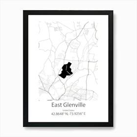 East Glenville,United States Minimalist Map Art Print