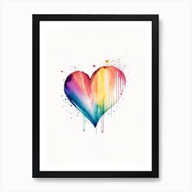 Rainbow Heart Symbol Minimal Watercolour Art Print