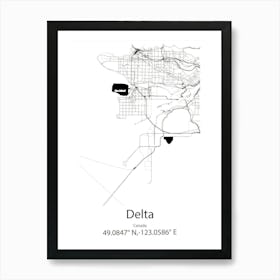 Delta,Canada Minimalist Map Art Print