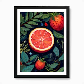 Grapefruit And Berries Art Print