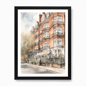 Kensington London Neighborhood, Watercolour 3 Art Print