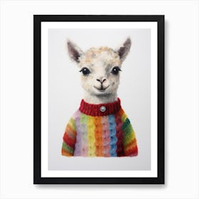 Baby Animal Wearing Sweater Alpaca4 Art Print