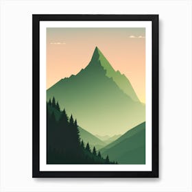 Misty Mountains Vertical Composition In Green Tone 173 Art Print