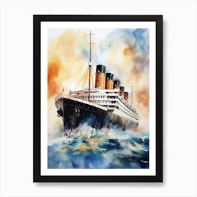 Titanic Ship Watercolour Painting 2 Art Print