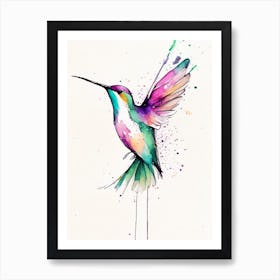 Berylline Hummingbird Minimalist Watercolour Art Print