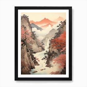 Shosenkyo Gorge In Yamanshi, Ukiyo E Drawing 3 Art Print