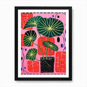 Pink And Red Plant Illustration Monstera Thai Constellation 4 Art Print