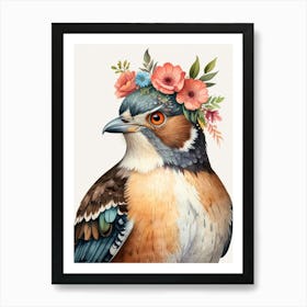 Bird With Flowers 1 Art Print