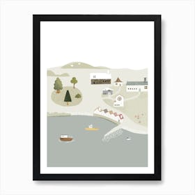 Cute Seaside Town Nursery Art Print