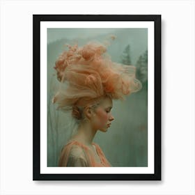 Pastel pink girl in nature Art Print