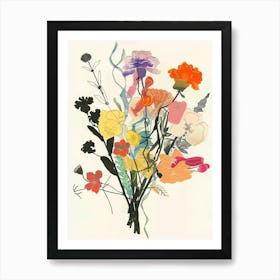 Marigold 2 Collage Flower Bouquet Art Print
