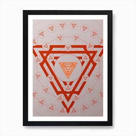 Geometric Abstract Glyph Circle Array in Tomato Red n.0017 Art Print