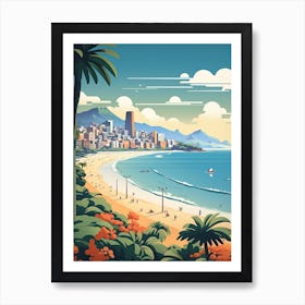 Ipanema Beach, Brazil, Flat Illustration 4 Art Print