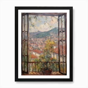 Window View Of Florence In The Style Of Impressionism 4 Art Print