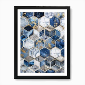 Blue And Gold Mosaic Tile 1 Art Print