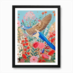 Maximalist Bird Painting Blue Jay 1 Art Print