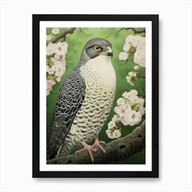 Ohara Koson Inspired Bird Painting Falcon 2 Art Print