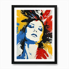 Woman With Feathers, Pop Art Art Print