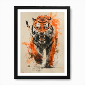Badass Angry Tiger Ink Painting 13 Art Print