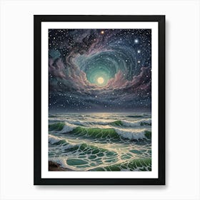 Starry Sky Over The Ocean no1 Art Print