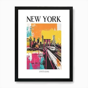 Staten Island New York Colourful Silkscreen Illustration 2 Poster Art Print