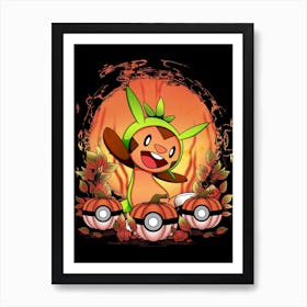 Chespin Spooky Night - Pokemon Halloween Art Print