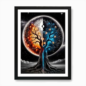 Cosmic Tree of Fire and Ice Art Print