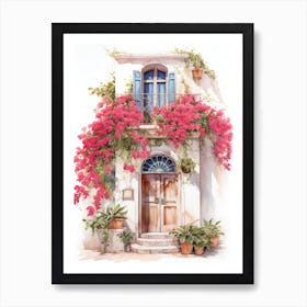 Amalfi, Italy   Mediterranean Doors Watercolour Painting 10 Art Print
