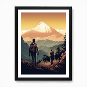 Poon Hill Trek Nepal 2 Vintage Travel Illustration Art Print