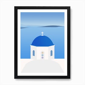 Blue Dome Church, Oia, Santorini, Greece Art Print