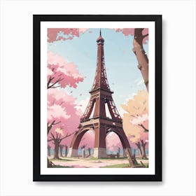 Eiffel Tower with Cherry Blossom 1 Art Print