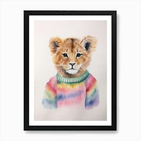 Baby Animal Watercolour Lion 2 Art Print