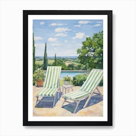 Sun Lounger By The Pool In French Countryside 3 Art Print