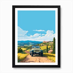 A Jeep Wrangler In The Tuscany Italy Illustration 3 Art Print