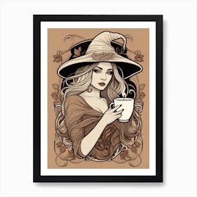 Witch With A Cup Of Coffee 3 Art Print
