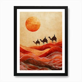 Desert Scene With Camels 2 Affiche