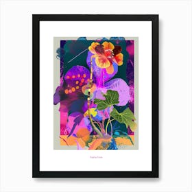 Nasturtium 2 Neon Flower Collage Poster Art Print