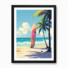 Surfboard On The Beach Art Print