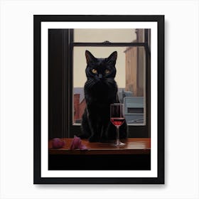 Cat With Wine Glass 2 Art Print