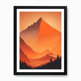 Misty Mountains Vertical Composition In Orange Tone 276 Art Print