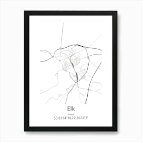 Elk River,United States Minimalist Map Art Print