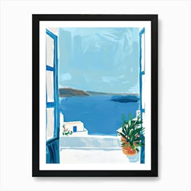 Travel Poster Happy Places Santorini 1 Art Print