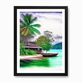 Gizo Solomon Islands Soft Colours Tropical Destination Art Print