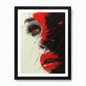 Cracked Realities: Red Ink Rendition Inspired by Chevrier and Gillen: Dead Woman' Art Print