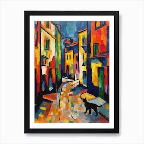 Painting Of Paris With A Cat In The Style Of Fauvism 3 Art Print