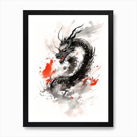 Japanese Dragon Sumi-e Art Print