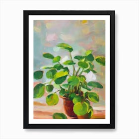 Pilea 3 Impressionist Painting Plant Art Print